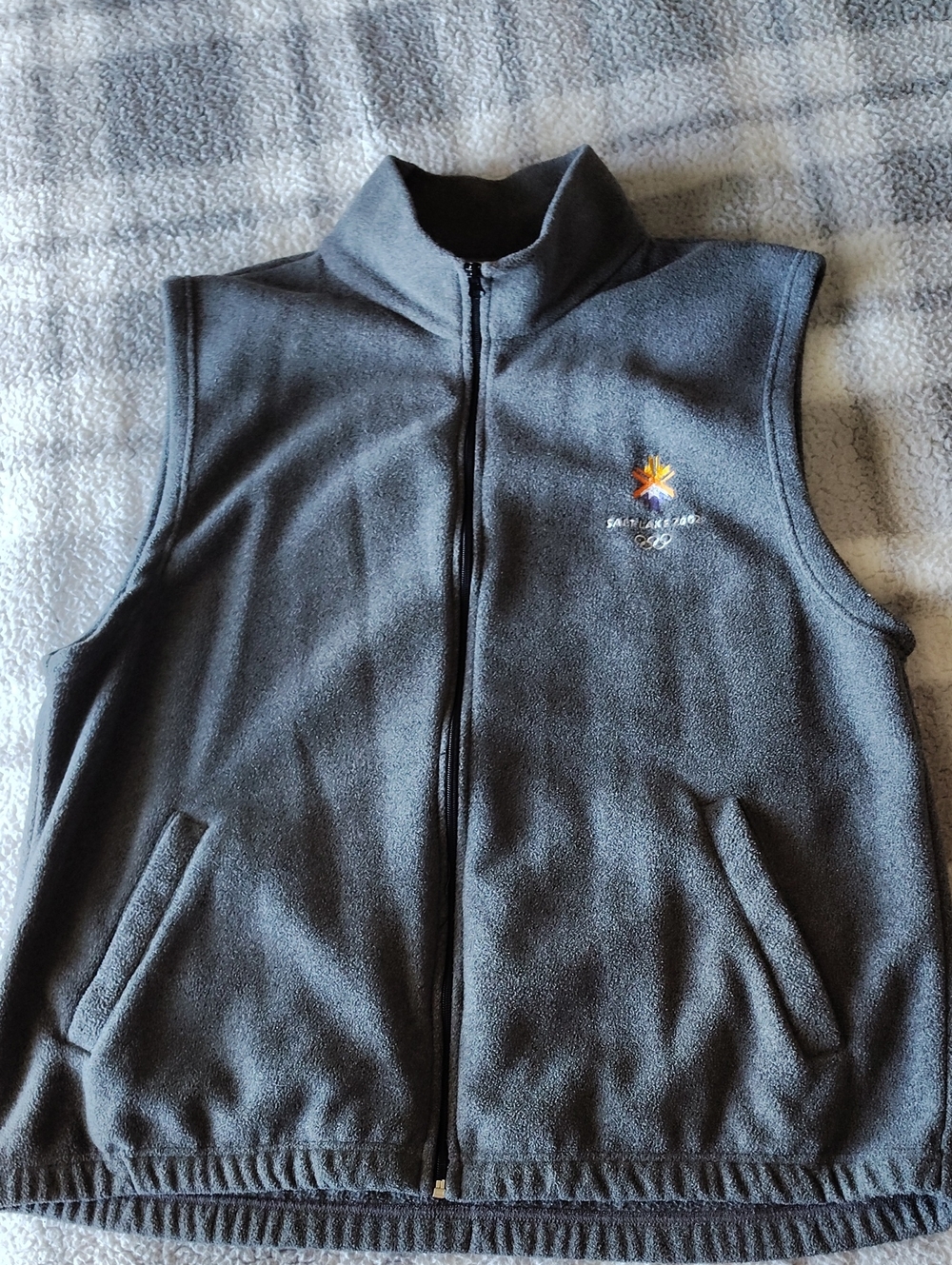 Olympics Salt Lake 2002 Men's Gray Fleece Vest with Embroidered Logo
